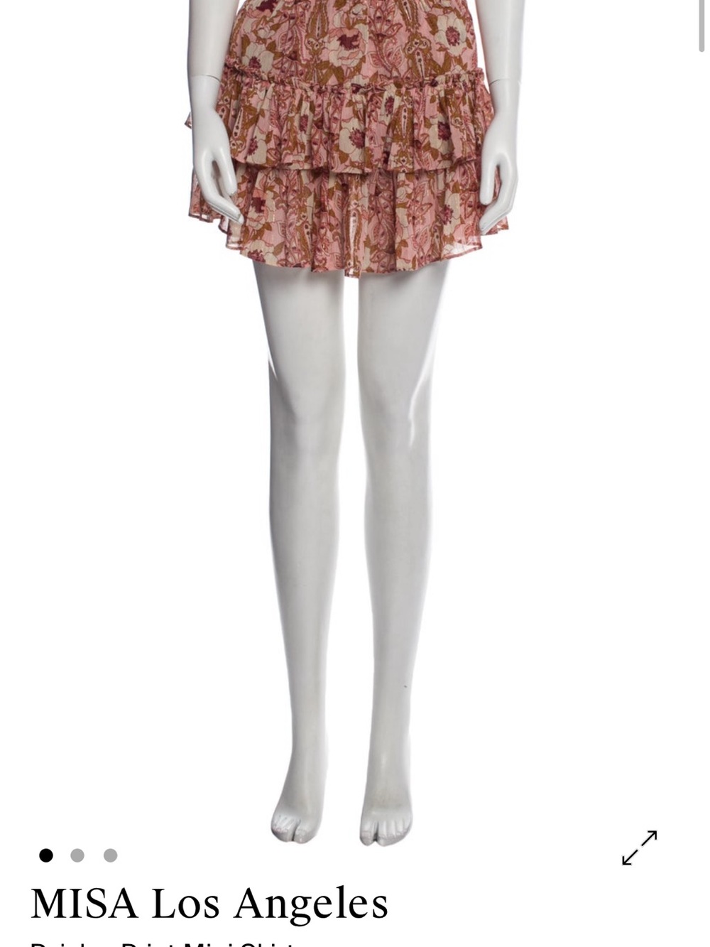 Misa Los Angeles Pink and Olive Floral Ruffled Mini Skirt